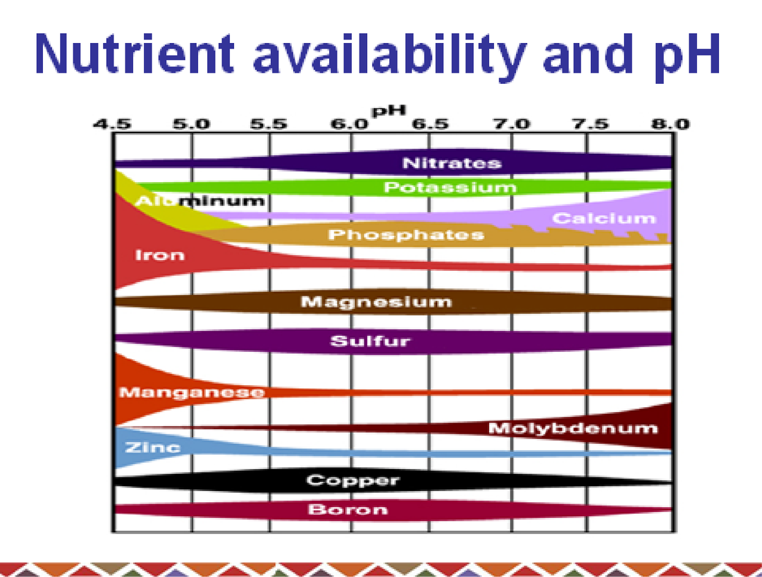Chart: nutrient availability against soil pH